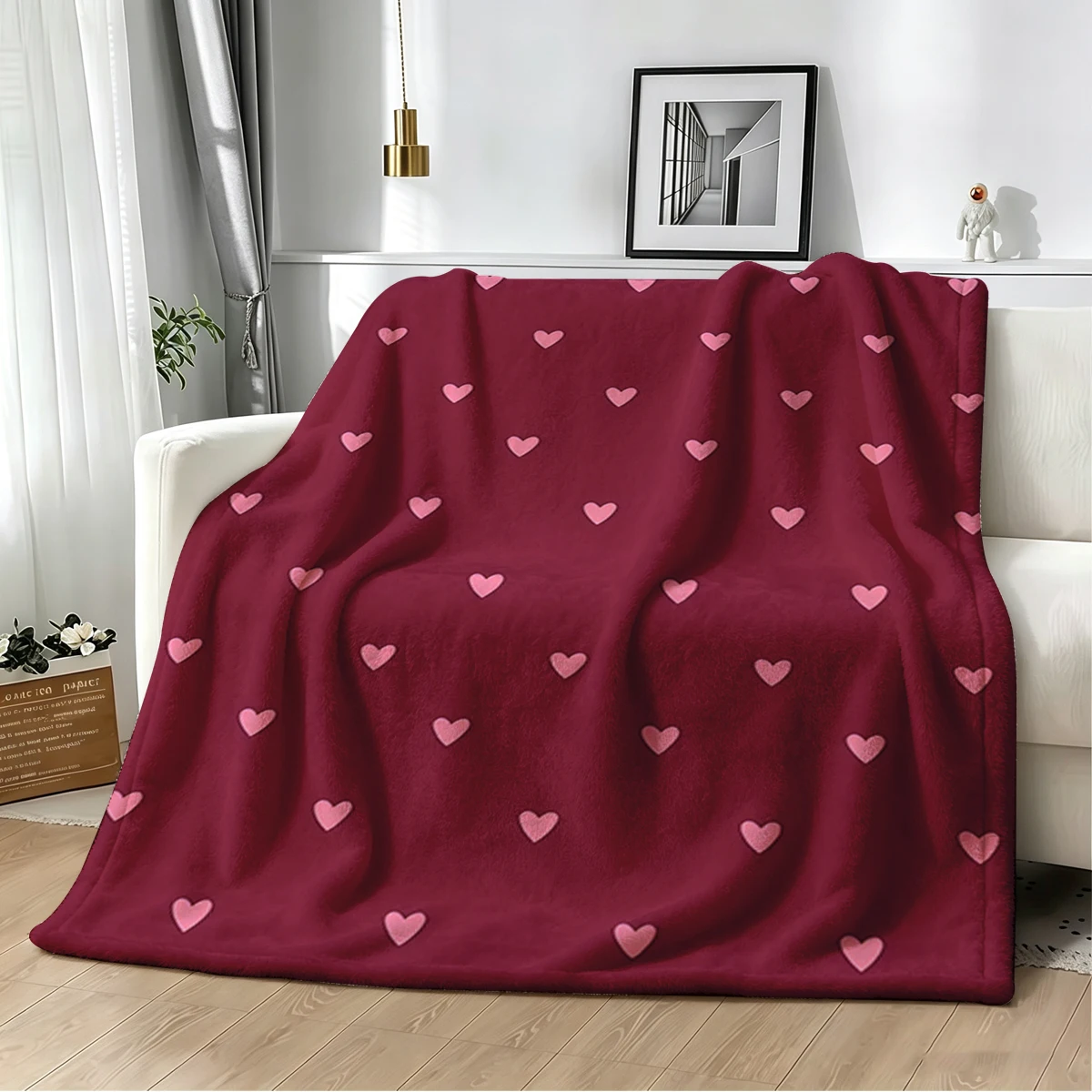 Tiny Hearts  Flannel Blanket Warm Soft Halloween Christmas Couch Warm Cozy Decorative Decor Gift for All Season