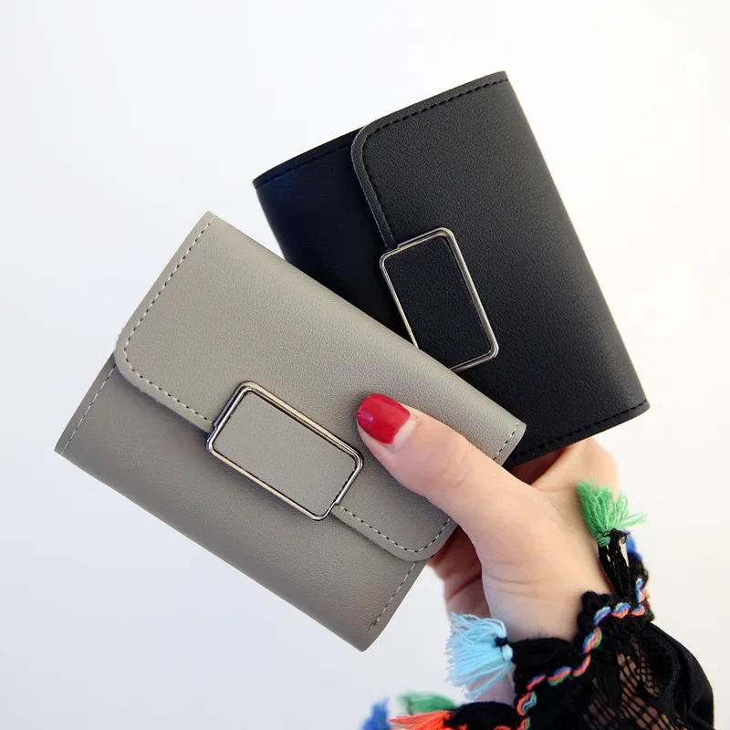 Women Wallet Black/blue/pink Short Female Purse Fashion Credit Card Holder Wallet Case PU Leather Coin Purse 2024 Money Card Bag