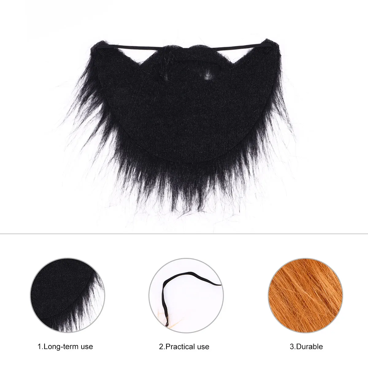 2Pcs 가짜 의상 수염 경량 나일론 블랙 할로윈 크리스마스 파티 액세서리 성인 어린이를위한