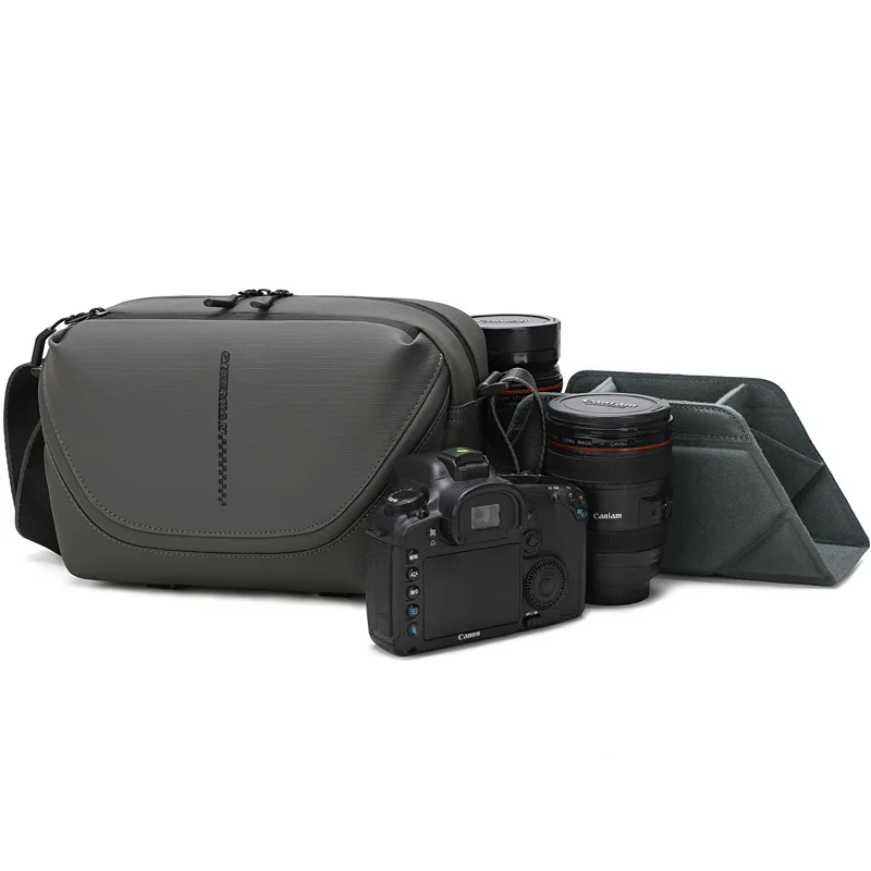 Oxford Crossbody Camera Bag Outdoor Shoulder Sling Photography Bag with Removable Dividers Fits DSLR/Mirrorless Lenses or Drone