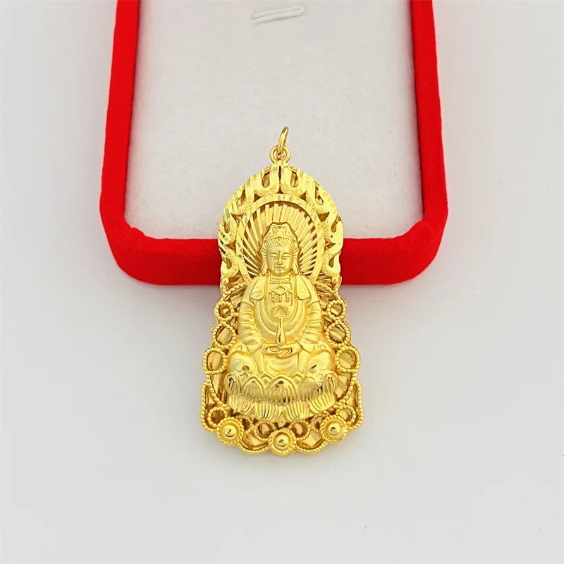 men women flame guanyin gold pendant for men women, best-selling 24K pure gold AU999 flame guanyin tag