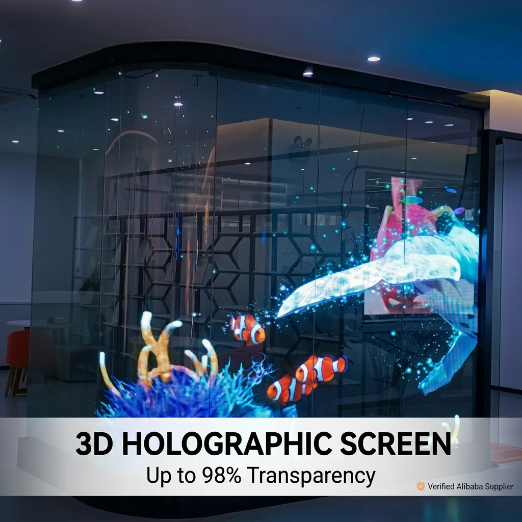 3D Holographic Adhesive LED Wall P3.91 P7.82, Flexible Naked-eye Display for Glass Window Advertising, AliExpress
