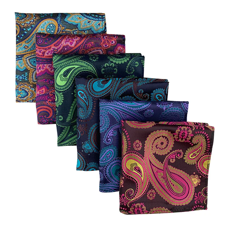 25*25cm New Paisley Cashew Polyester Pocket Square for Groom Man Business Party Wedding Dress Suit Handkerchief