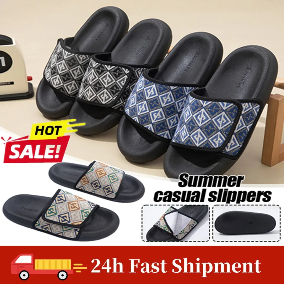 

Summer Man Slippers Fashion Slides Size 35-46 Hook Loop Designer Slippers Men Platform Outdoor Beach Sandals Man Brand Slippers