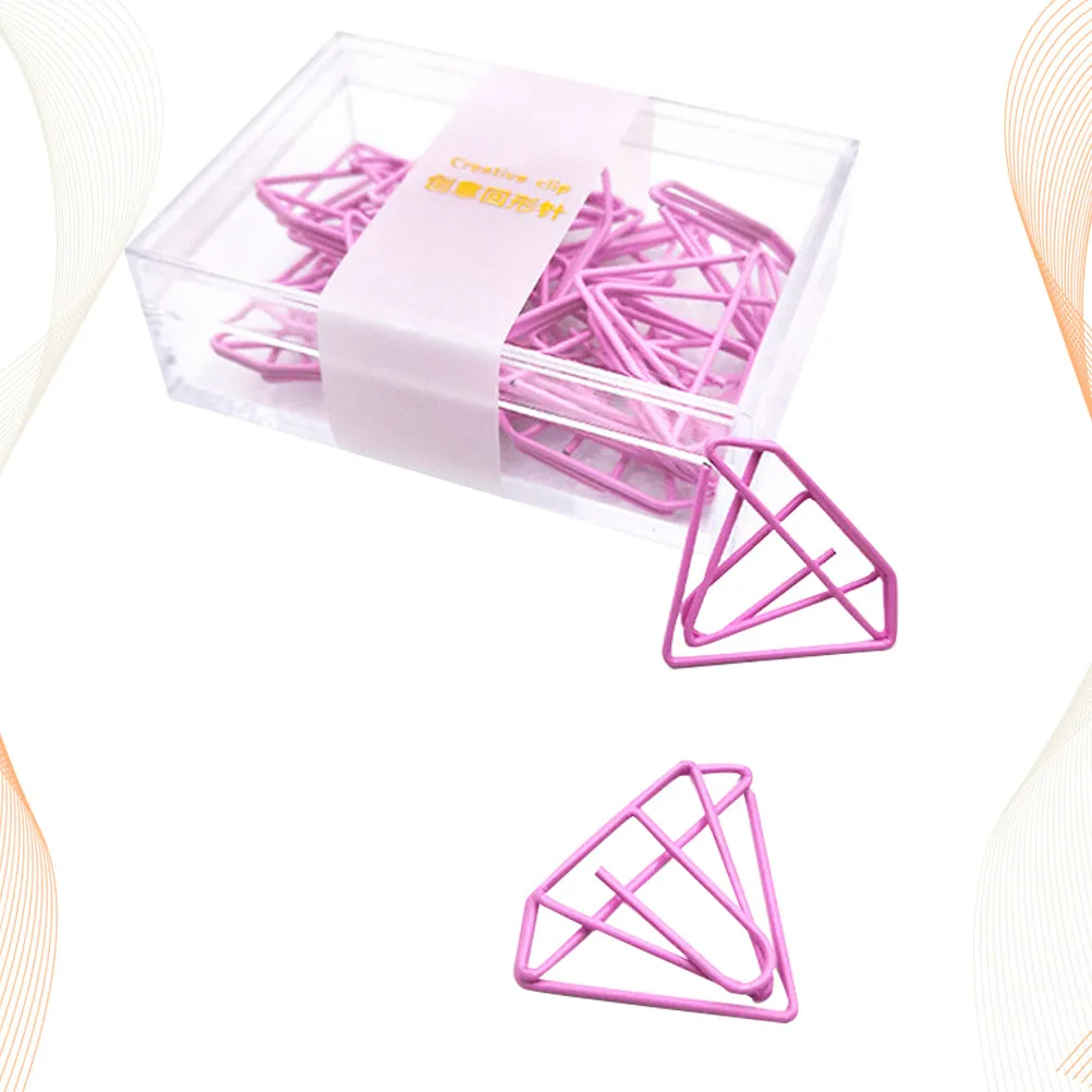 

15Pcs Diamond Shape Paper Clips Pink Strong Hold Smooth Surface Decorative Clip for Documents Money Letter Holder Office School