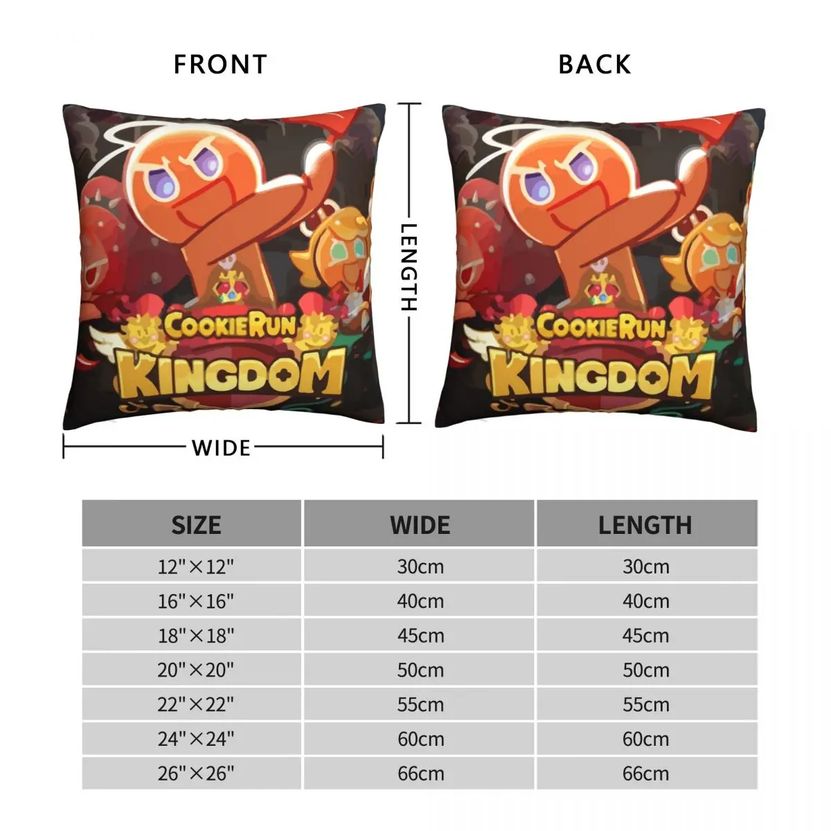 Cookie Run Kingdom Square Pillowcase Polyester Linen Velvet Creative Zip Decor Pillow Case Home Cushion Cover