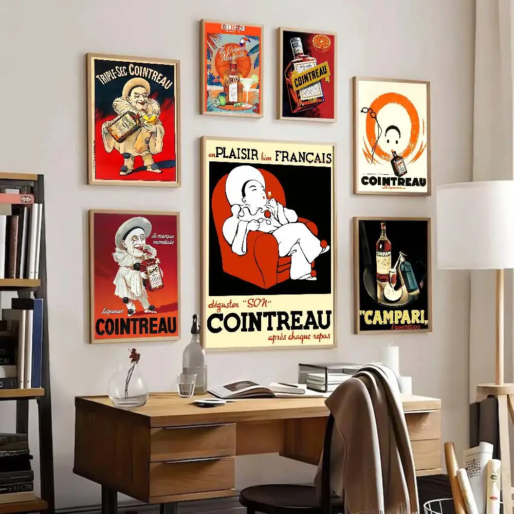 Póster Adhesivo Vintage de Licores de Frutas Cointreau, Impresiones en Papel Blanco, Pósteres Artísticos Decorativos Vintage