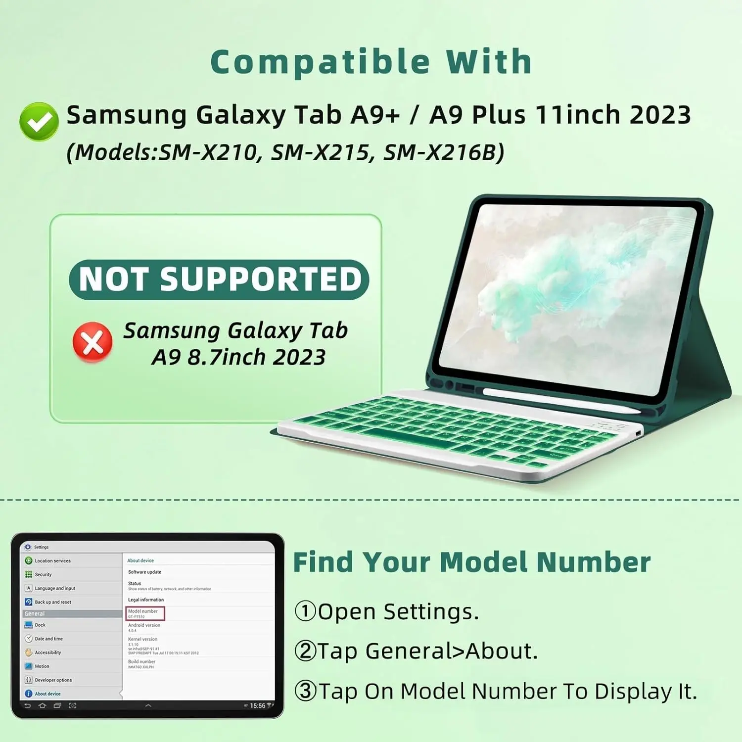 Tablets Keyboard Cover for Samsung Galaxy Tab A9 Plus 11 inch SM-X210N Detachable Keyboard Case For Samsung Tab A9 SM-X110 Funda