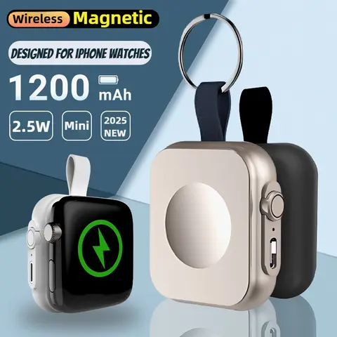 애플워치용 마그네틱 보조배터리 1200mAh 미니 무선 고속 충전 파워뱅크 (애플워치 시리즈 S10 휴대용 충전기)