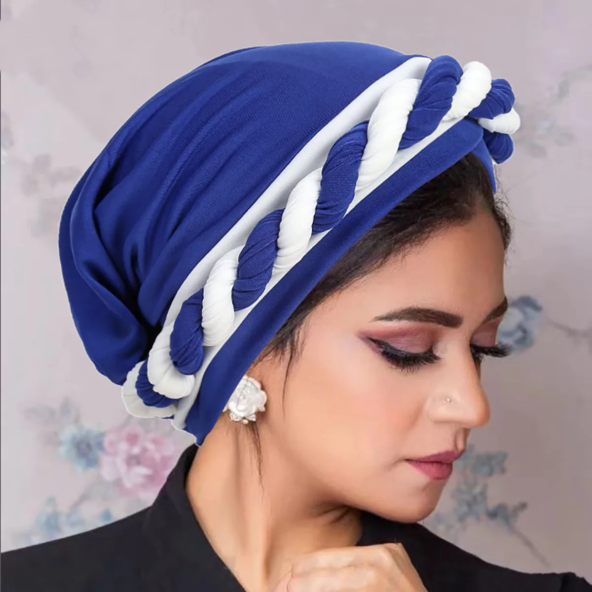 European and American foreign trade two-color single braided hat milk silk Indian women's hat in stock