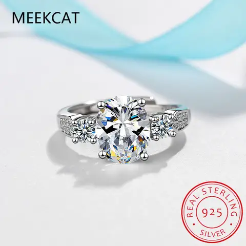 4 Carat Moissanite Ring with Certificate 925 Sterling Silver Brilliant Cut Lab Diamond Engagement Ring Wedding Band for Women