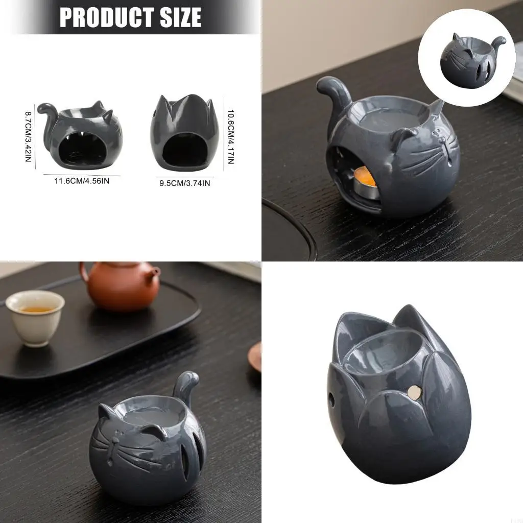 F19B Funny Cats Tealight Holder And Essential Oil Diffuser Burners Ceramic Scented Stove For Relaxing Space