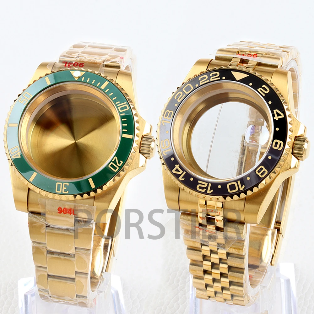 

40mm Gold NH35 Case Sapphire Glass Stainless Steel for NH34 NH35 NH36 NH38 Movement SUB GMT Yacht-Master Jubilee/Oyster Bracelet