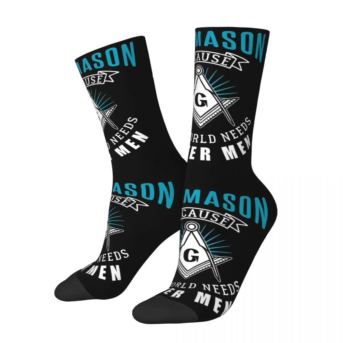 Happy Men's Socks Masonic Secret Society Retro Freemason Hip Hop Novelty Crew Sock Gift Pattern Printed