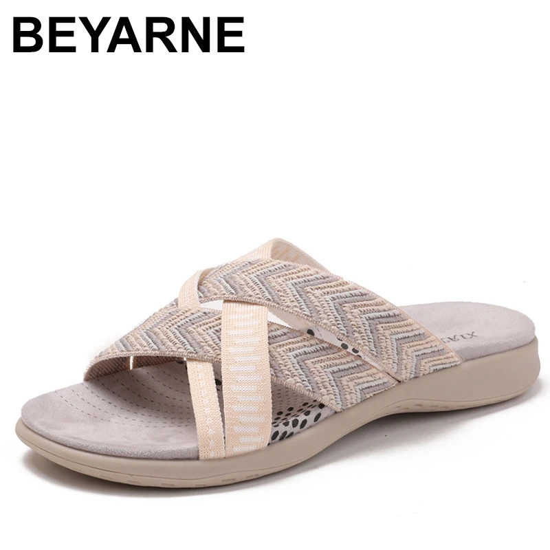 

Новые летние женские тапочки, уличные мягкие сандалии с открытым носком, трендовые шлепанцы, пляжная обувь, женская дышащая удобная ортопедическая обувь
