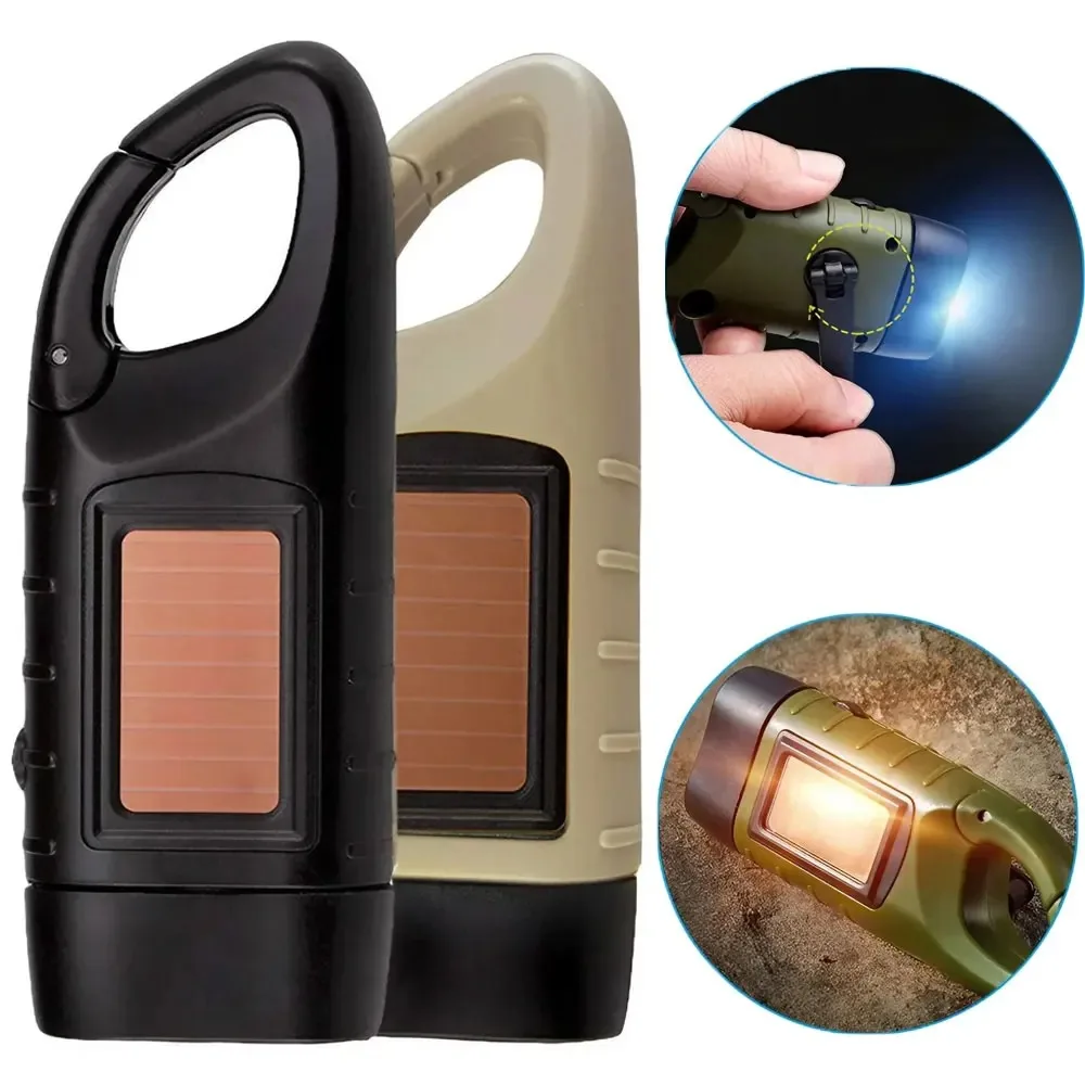 STONEGO Versatile Outdoor Hand-Crank LED Flashlight, Solar Emergency Charging Light, Enhancing Adventure and Camping Experiences