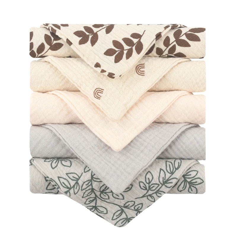 5PCS Baby Washcloth Kindergarten Face Towel Cotton Feeding Bibs Nursing Supply