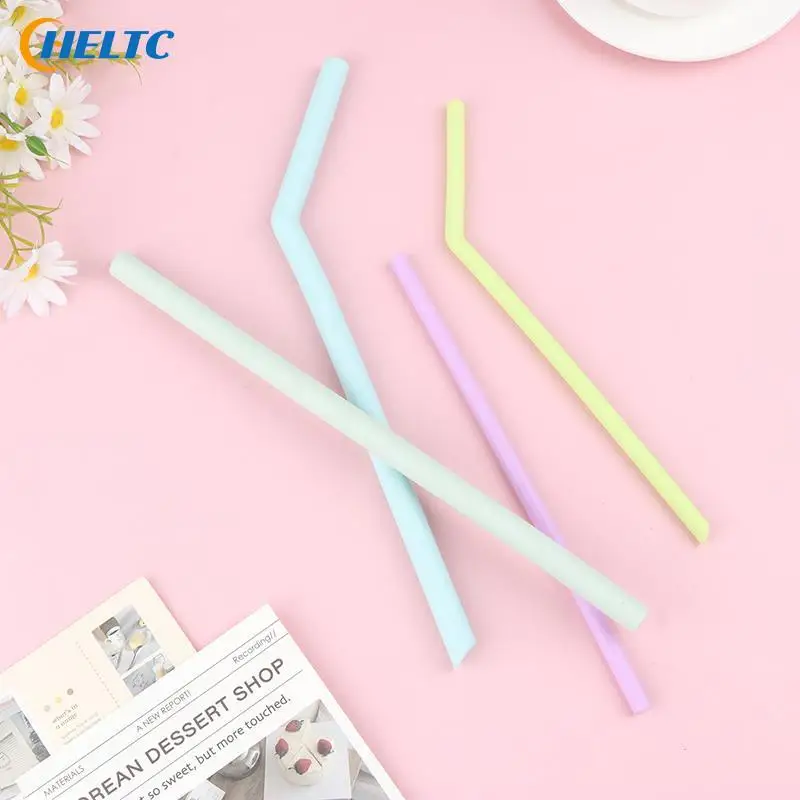 6Pcs Reusable Food Grade Silicone Straws Straight Bent Multicolor Drinking Straw For Children's Party Bar Accessories