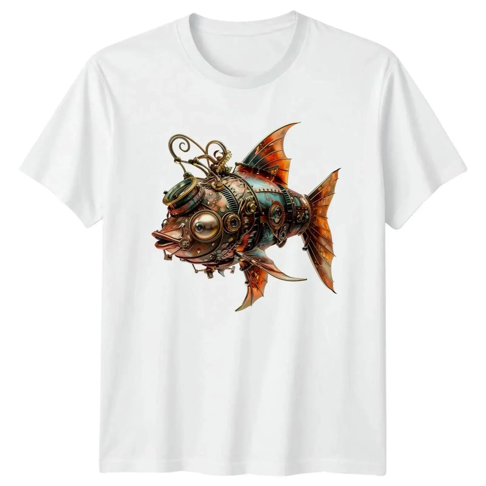 Steampunk Fisch T Shirt Mechanisch Tiere Kunst Geburtstag Geschenk für Sie und Ihn vintage Washed graphic Top For Everyday Wear