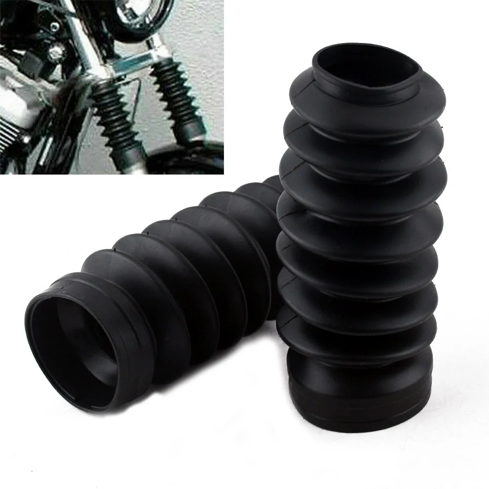 2PCS 39mm Motorcycle Front Fork Cover Gaiters Gators Rubber Long Boots For Harley Davidson Sportster XL883 XL1200 FXD