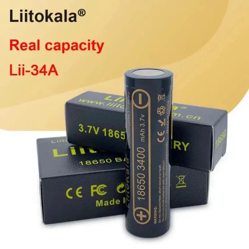 

1-10PCS Original Liitokala Lii-34A for 3.7v 18650 Battery 34a 3400mAh Rechargeable Battery for MP3 Flashlight Torches Lamp
