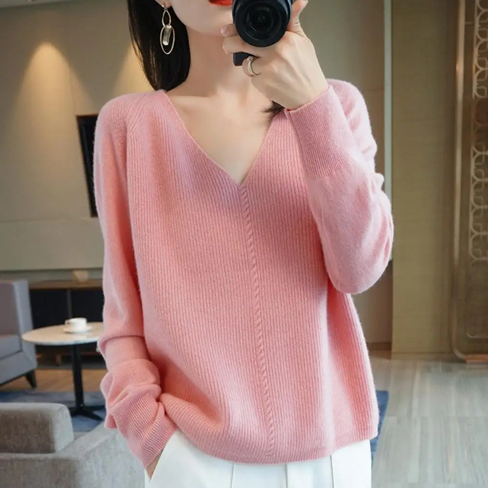 

Elegant Women Pullover Top Comfortable Long Sleeve Sweater Chic Comfy Women's Knit Sweaters Loose-fit for Casual for Spring