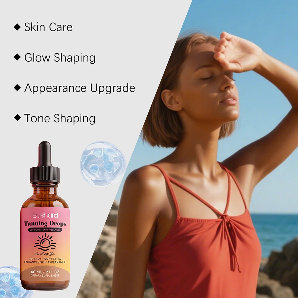 Tanning Drops to Drink Natural Drinkable Sunless Tans Drops Long-Lasting Tans Drops for Body Face Preventing Sunburn Skin Care