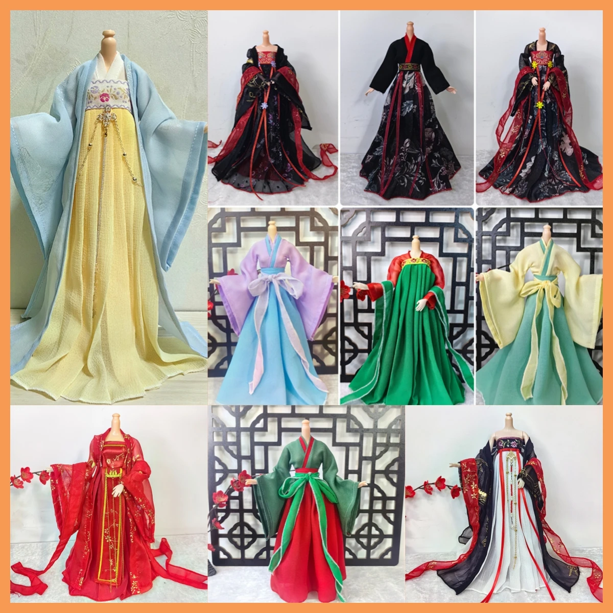 Maßstab 1:6 im klassischen antiken Stil, trägerloses Kleid, elegantes, weitärmeliges Hanfu für 12 Zoll TBL PH weibliche Actionfigur, Körpermodell
