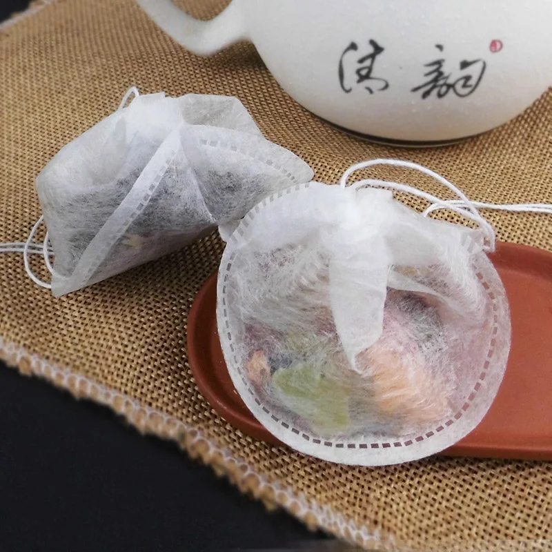 500pcs Boat Shape Empty Tea Bags Portable Half Round Empty Drawstring String Disposable Scented Filter Infuser Pouch