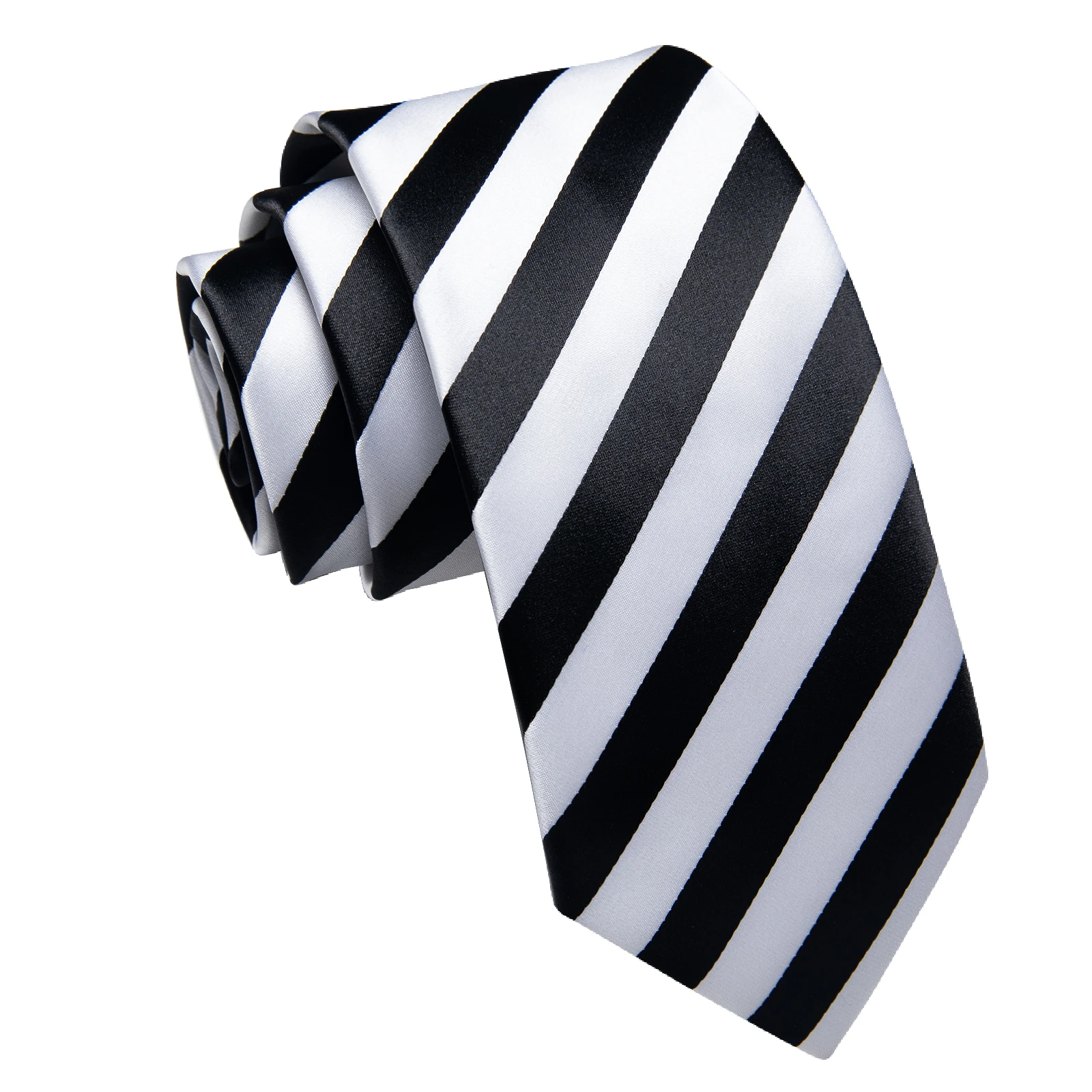 White Black Zebra Striped Ties for Men 8cm Business Wedding Neck Tie Handkerchief Cufflinks Accessories Gift Gravatas Party