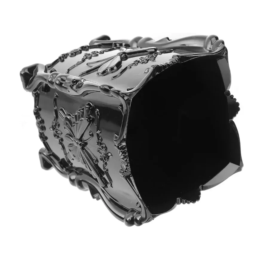 กระปุกใส่แปรงแต่งหน้าอะคริลิคสีดำ ที่เก็บแปรงเครื่องสำอางพร้อมตกแต่งรูปผีเสื้อ สำหรับเครื่องมือแต่งหน้า ดินสอ และปากกา