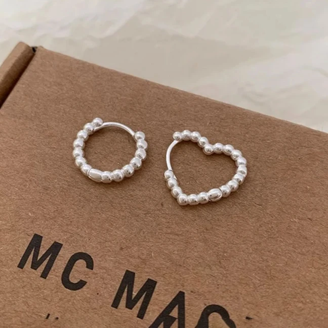 

PONYKISS стерлингового серебра 925 пробы асимметричные мини-сердечки круглые серьги-кольца для женщин милые изящные ювелирные изделия минималистичные аксессуары