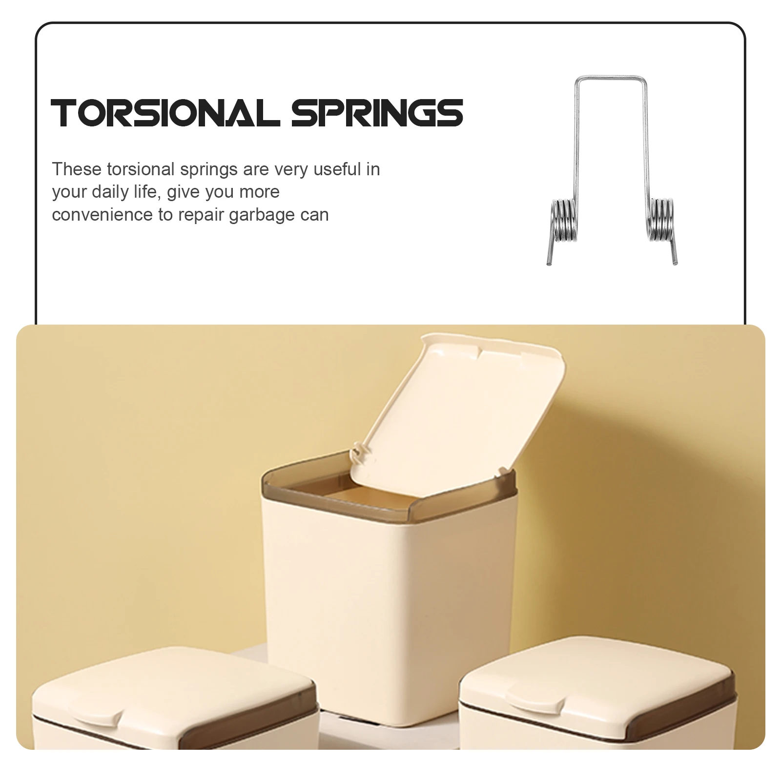 6pcs Torsional Spring Accessories Stainless Steel Trash Can Lid Parts Replacement Kitchen Bin Springs For Repair Storage Bucket