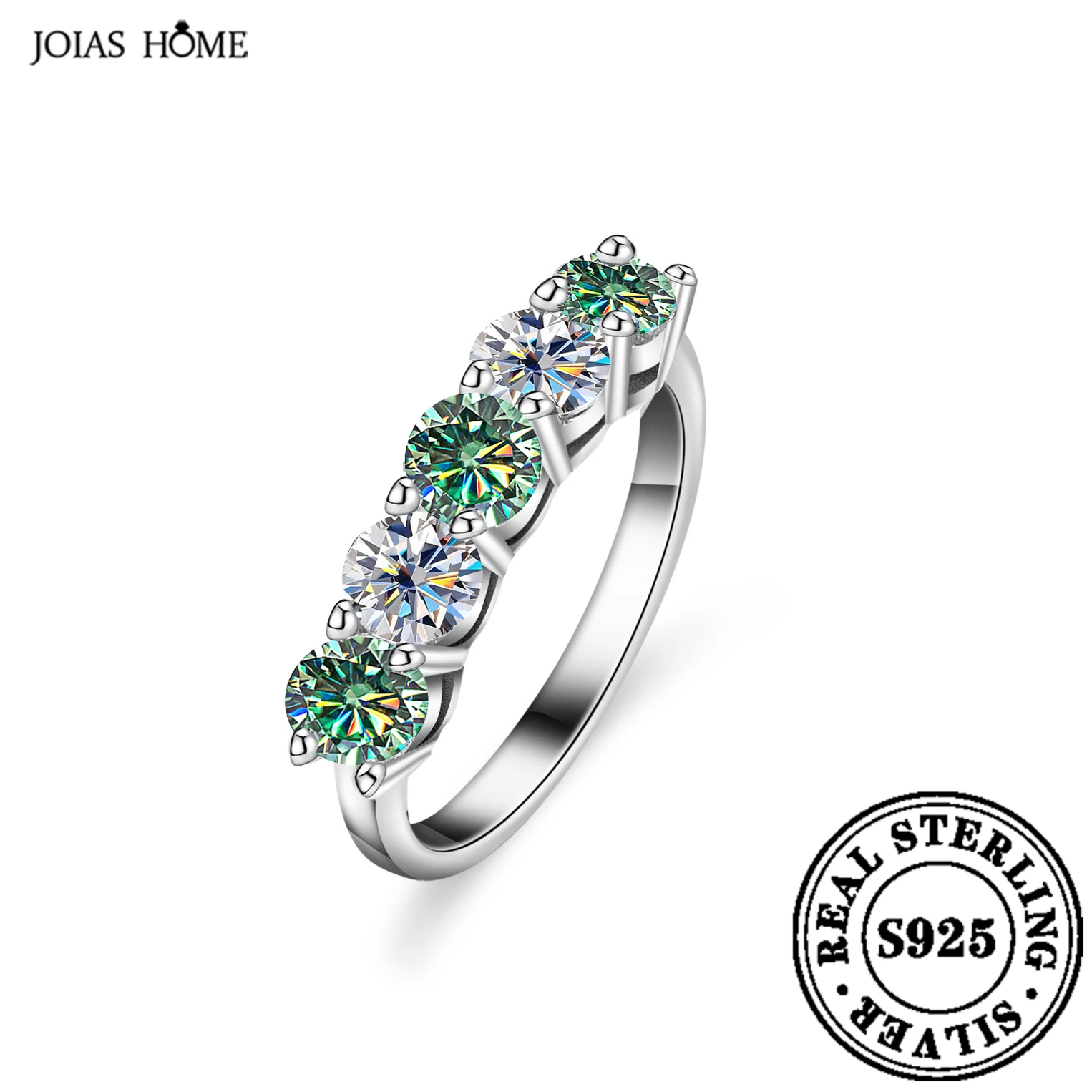 

JOIAS HOME Silver 925 Jump Color 4mm Moissanite Women's Ring 1.5CT D color Moissanite Diamond Wedding Ring Bridal Diamond Ring