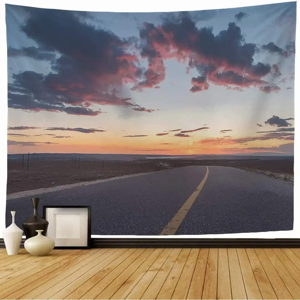 Landscape Tapestry Desert Asphalt Road Trip Tapestry Western Wilderness Tapestry Wall Hanging Decor for Bedroom Living Room Dorm