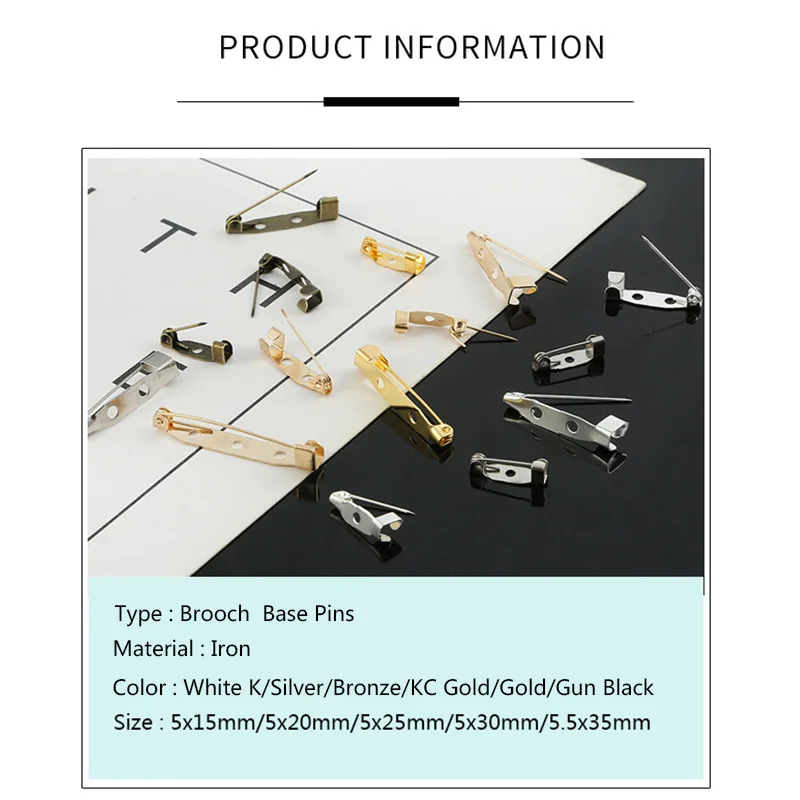 15/20/25/30/35mm Brooch Base Safety Pins Settings Clip Blank Base For DIY Jewelry Accessories