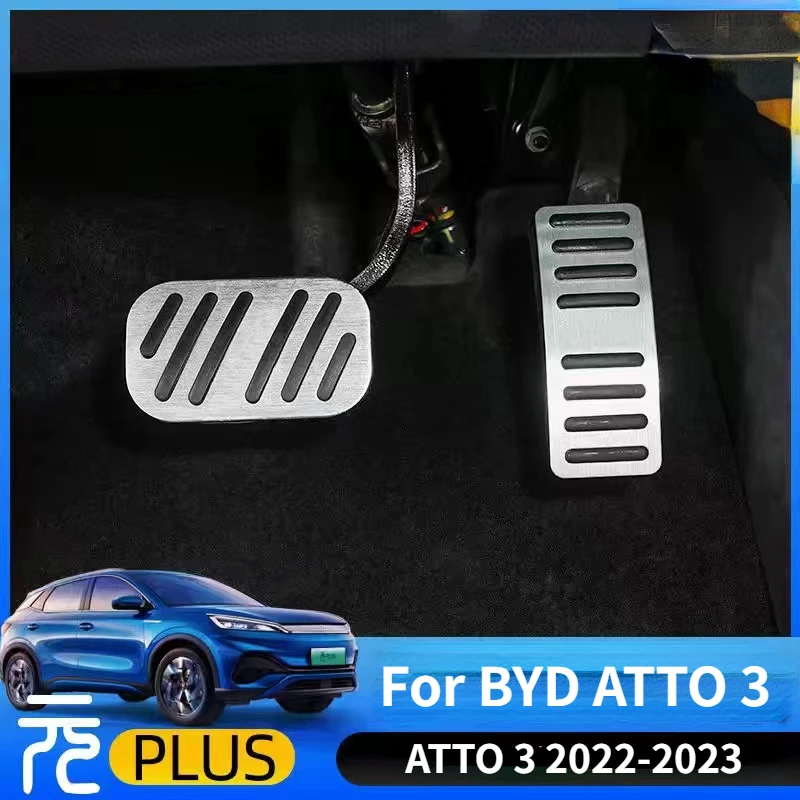 

For BYD Atto 3 Yuan Plus 2022 2023 Aluminum Alloy Car Accelerator Pedal Brake Pedal Cover Pad Case Non-Slip Act3 Car Accessories