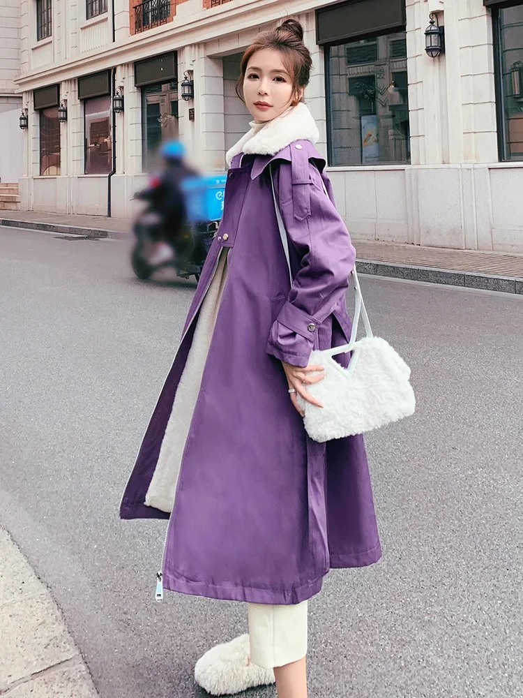 New Women Autumn Winter Long Cotton Padded Coat Fashion Turn-down Collar Velvet Lining Loose Parkas Coat Casual Thick Warm Coat