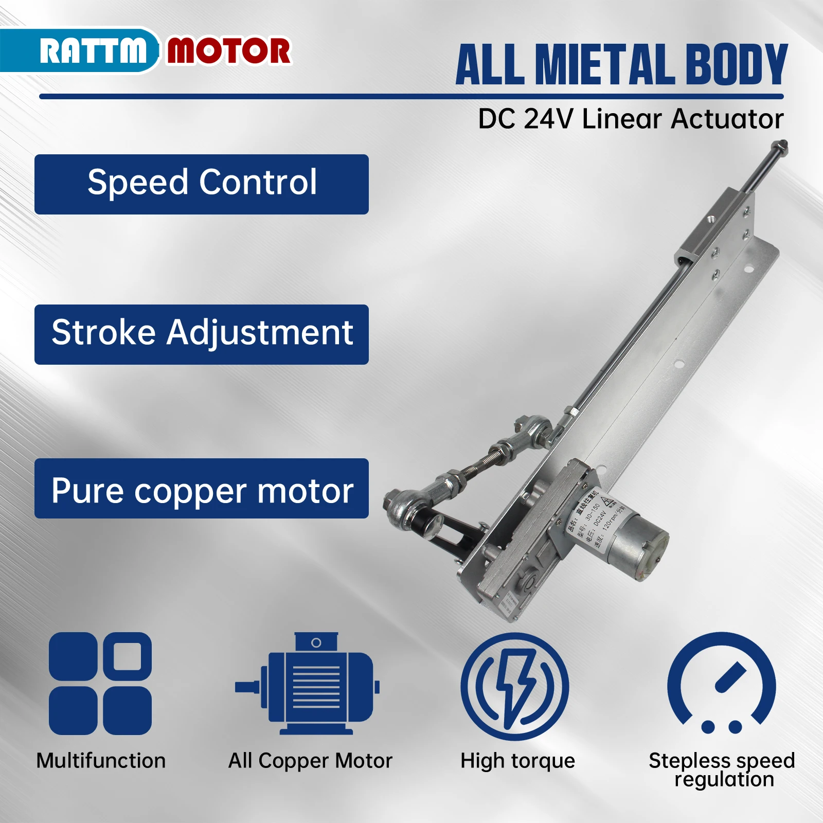 DC 24V Reciprocating Motor Linear Actuator Stroke Adjustable Telescopic Rocker Arm Mechanism Gear Motor Speed Regulation Adapter