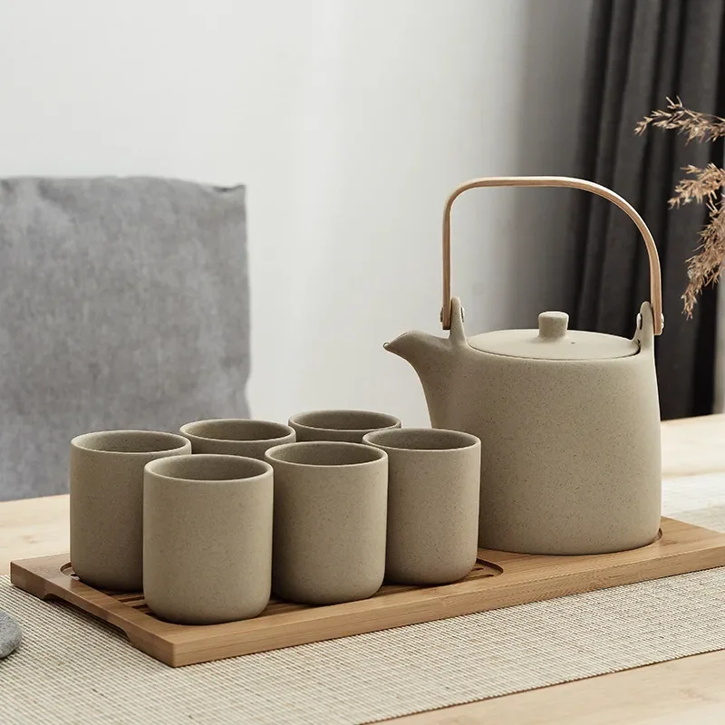 Japanese Style Ceramic Teapot Set with Large Cup, Handle Teapot & Infuser for Home Brewing Matcha & Loose Tea