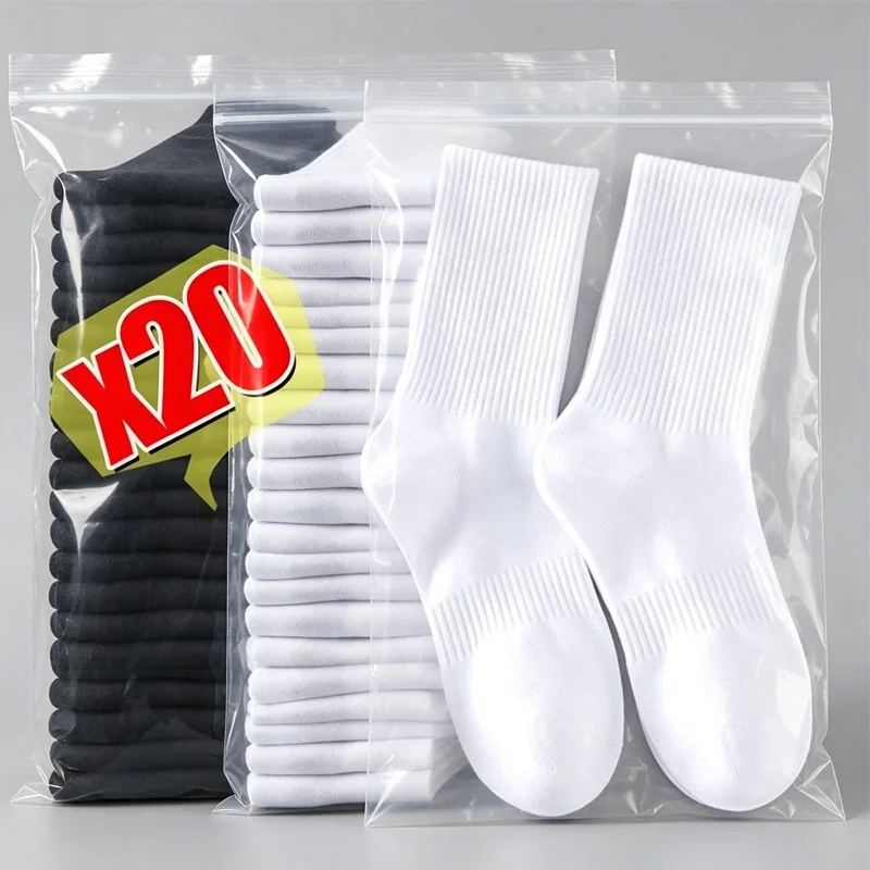 

1/10Pairs 2026 New Men Cotton New Style White Socks Men Soft Breathable Sports Long Socks Summer Winter for Male Socks Plus Size