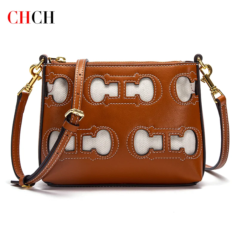 CHCH Women's Shoulder Bag Brown Hollow Design Crossbody Bag Simple Commuter Women's Bag