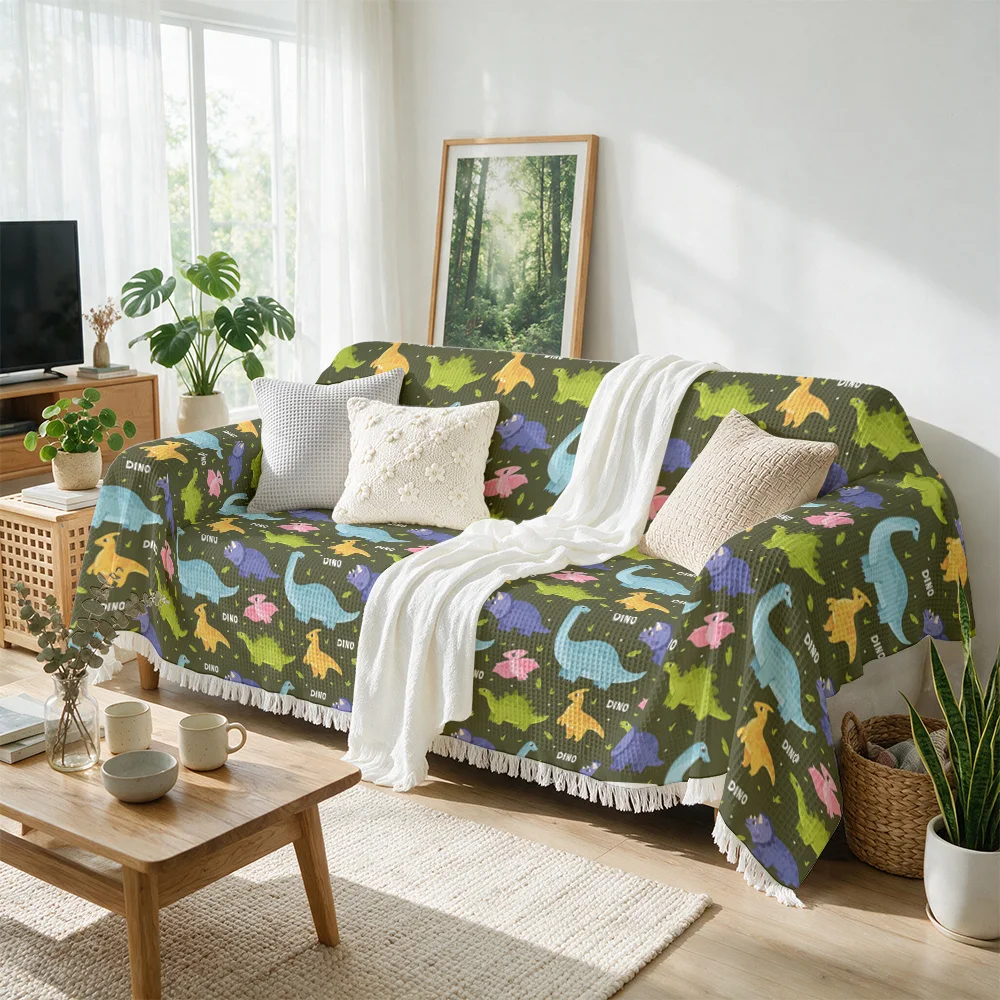 Cute Dino Print Throw Blanket for Sofa Couch Living Room Nursery Bed Decor Kids Kids Room Cozy Boho Throw Fall Winter Warm Blank
