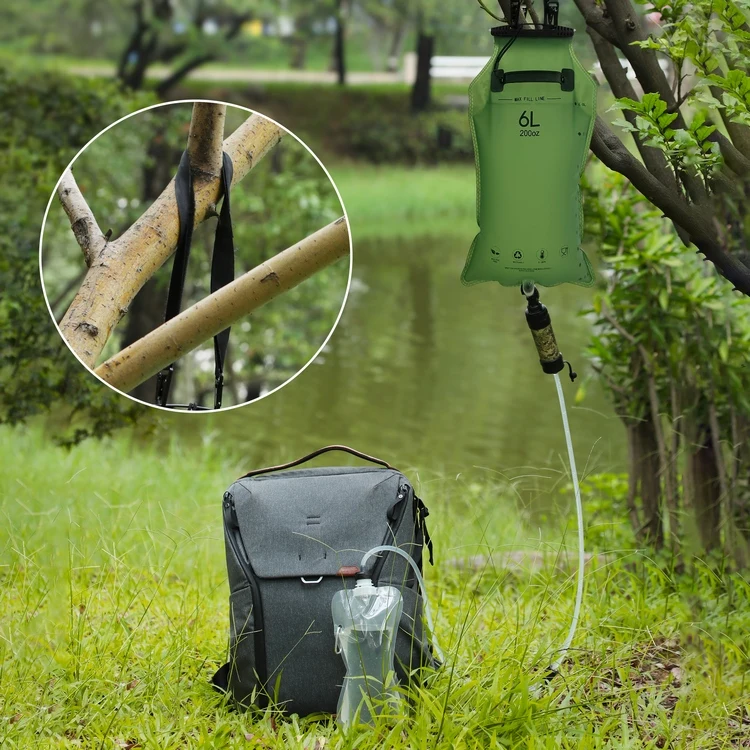 

Portable Water Filter Straw Graviety Fast Flow Rate With 6L Water Bag Outdoor For Camping Hiking Backpacking