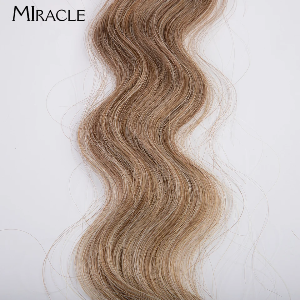 MIRACLE Synthetic Hair Bundles With Closure 36 Inches Body Wave Hair Extensions Ombre Blonde Hair Weaving Hairpiece Weaves