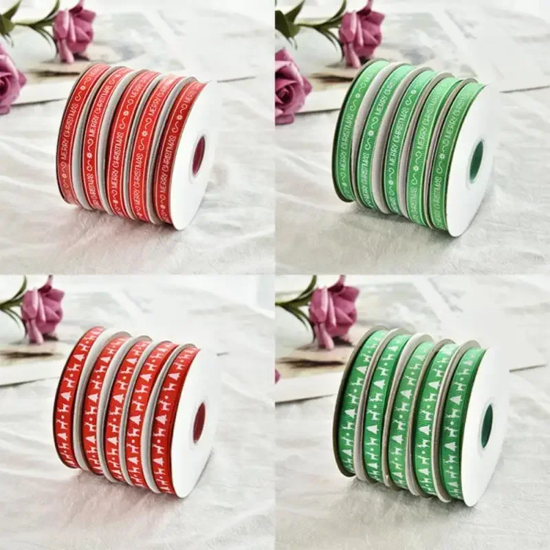 10-25yards Christmas Ribbon Printed Christmas Polyester Ribbon For Handmade Design Christmas Decoration Gift Packing