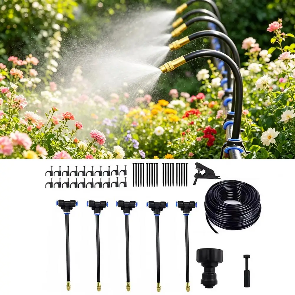 

Yard Mist System 360-degree Curved Irrigation System Kit Adjustable Nozzle Garden Watering Set Automatic Yard Mist for Lawn