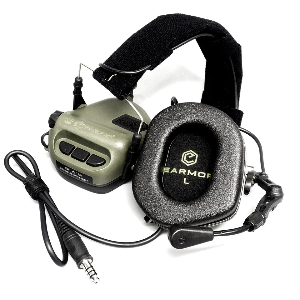 EARMOR M32 MOD4 Shooting Earmuffs Tactical Noise Reduction Headset with Helmet ARC Rail Adapter with Kenwood PTT adapter