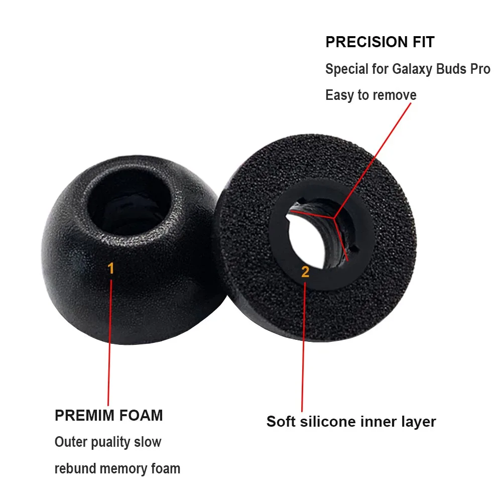 3pair Memory Foam Eatips For Samsung Galaxy Buds Pro, Anti-Slip, No Fall Out, Noise Canceling Ear Pads