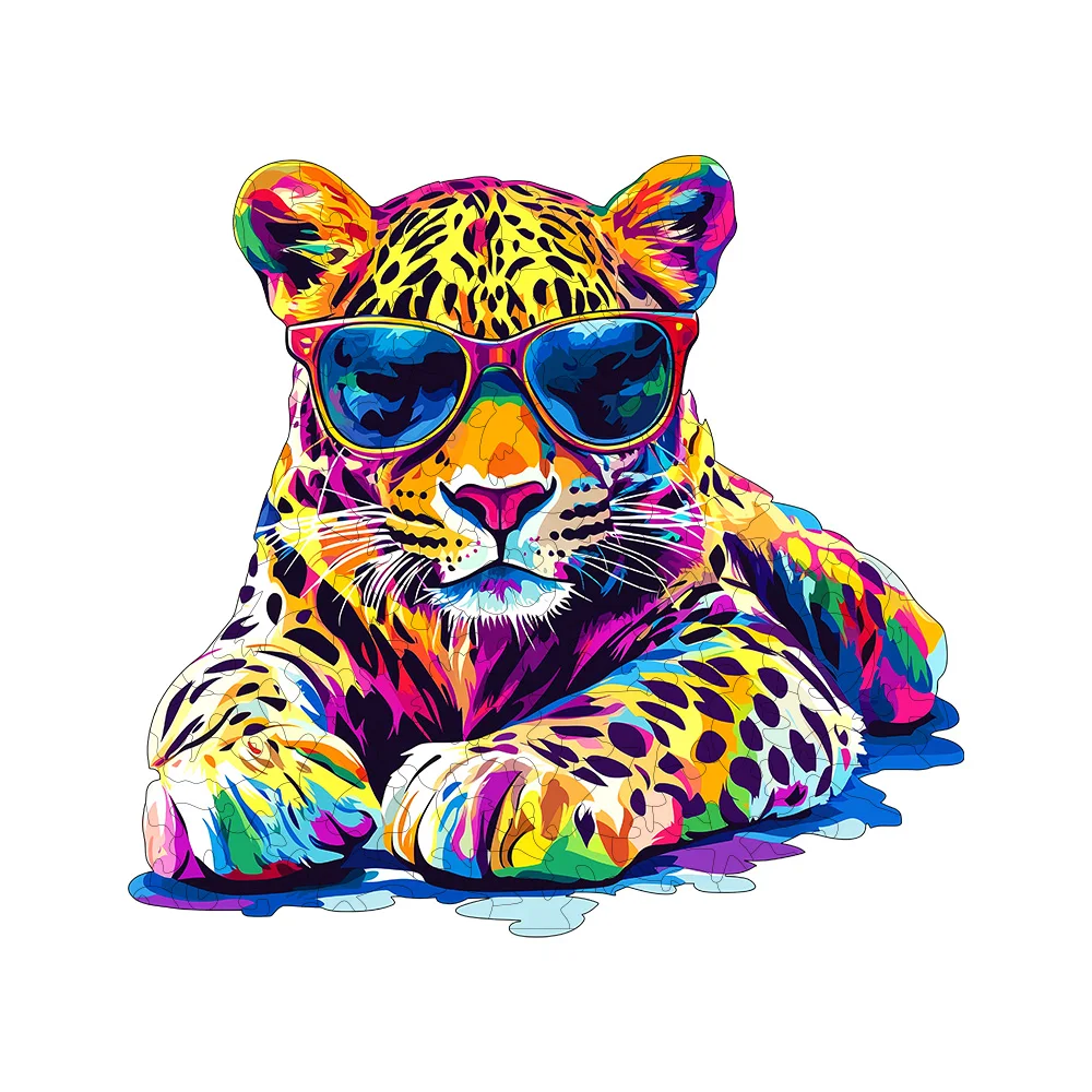 

Деревянный пазл премиум-класса с леопардовым принтом: уникальные неправильные формы | Домашний декор в стиле современного искусства с твердой основой | Яркая дикая природа A